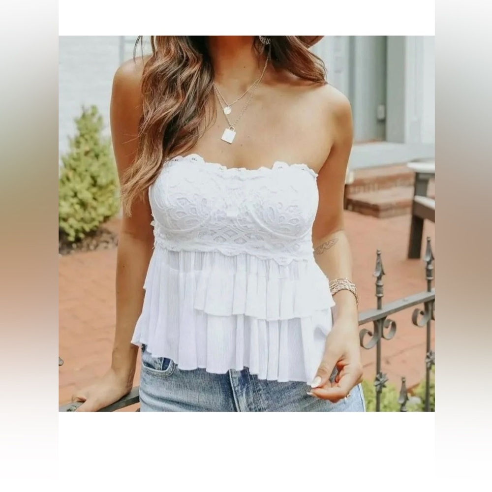 Free People white ruffle top